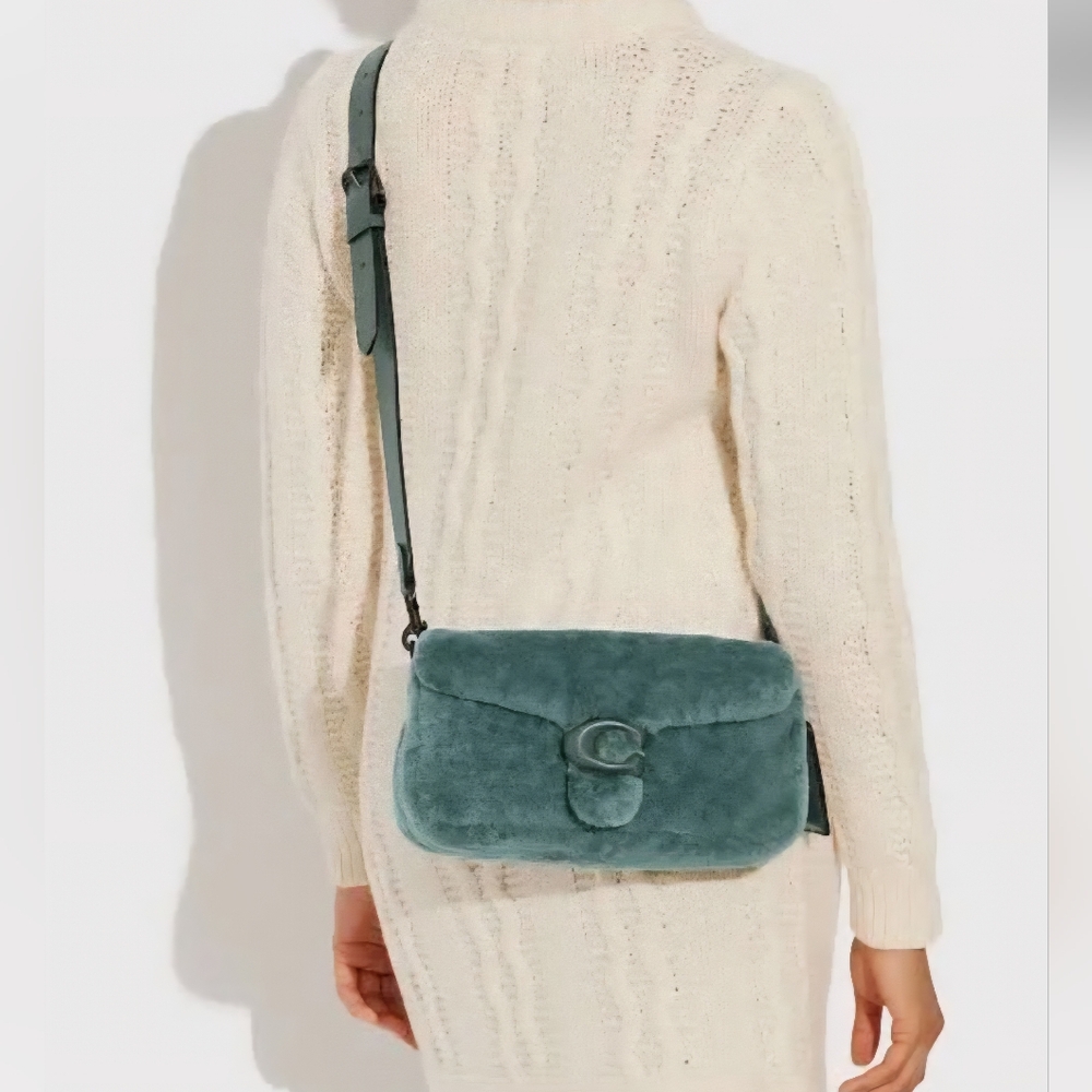Coach Pillow Tabby 26 Shoulder Bag, Green Shearling - Picture 4 of 7